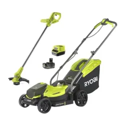 Ryobi Zestaw: kosiarka akumulatorowa OLM1833 33cm+ podkaszarka akumulatorowa RY18LT23A 23cm + akumulator 4.AH + ładowarka