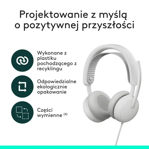 Słuchawki LOGITECH Zone Wired 2 Przewodowe, Nauszne, ANC Biały