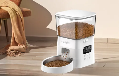 Dozownik karmy ROJECO 2L Button Version Automatic Smart Pet Feeder Biały