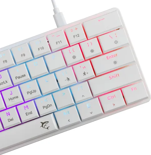 Klawiatura gamingowa White Shark GK-006211 Nagamaki Red Switch przewodowa mechaniczna podświetlana biała
