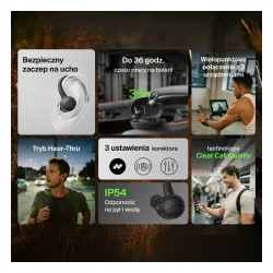 Słuchawki bezprzewodowe Belkin SoundForm ActiveFit Dokanałowe z zaczepami Bluetooth 5.4, Czarny