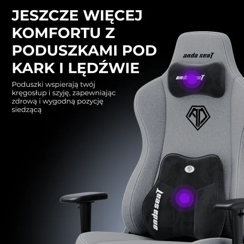 Fotel Anda Seat Novis Plus XL Gamingowy do 150kg Tkanina Ciemno szary