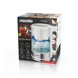 Czajnik elektryczny bezprzewodowy szklany MESKO MS 1301W 1,7 l