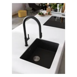 Bateria Franke Maris Slim Clear Water Pull-out J Czarny Mosiądz