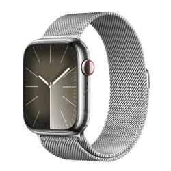 Apple Watch 9 GPS + Cellular 45mm стальной серебряный / Серебряный миланский браслет