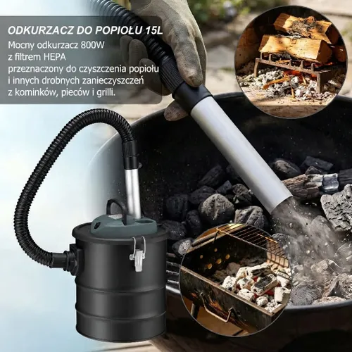 Przemysłowy odkurzacz kominkowy do pieca popiołu sadzy żaroodporny 15l 800W