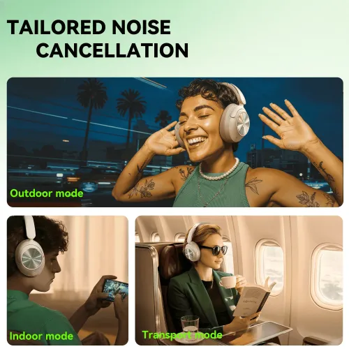 Słuchawki bezprzewodowe Oneodio Focus A6 ANC Nauszne Bluetooth 6.0 Beżowy