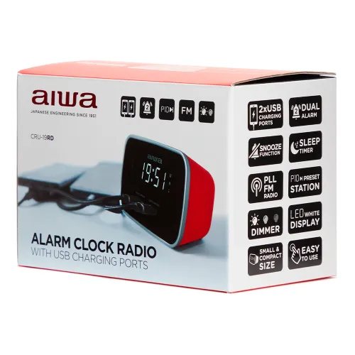 Radiobudzik Aiwa CRU-19RD Czerwony