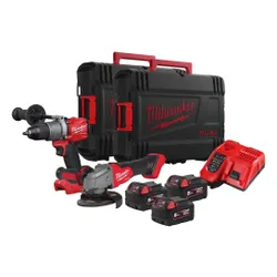 Milwaukee M18 FPP2Y2 - 503x elektrikli el aletleri seti (akülü matkap + açılı taşlama makinesi + 3 adet 5AH pil + şarj cihazı + 2 kasa)