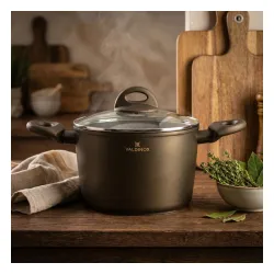 Garnek aluminiowy z pokrywką VALDINOX AURUM CIEMNOBRĄZOWY 3,2 l