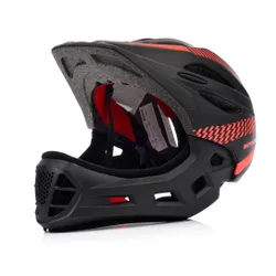 Kask rowerowy full-face METEOR Lupus S 48-52 cm czarny/czerwony