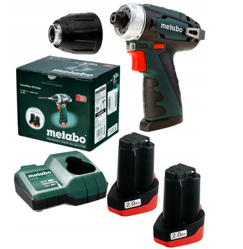 Metabo PowerMaxx BS Basic 12 V Akülü Matkap (600984000), 2 adet 2 Ah Pil, şarj cihazı