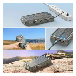 Radioodbiornik Hawk R40 Na korbkę, Solarne, Latarka, Radio FM Bluetooth Zielony