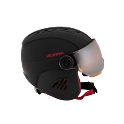 Kask snowboardowy dziecięcy ALPINA CARAT LE VISOR black red - Rozmiar - S