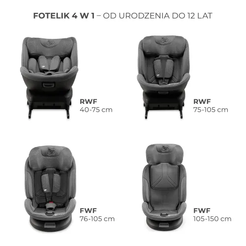 Fotelik samochodowy KINDERKRAFT Xpedition 3 I-Size 40-150 cm (0-22 kg) Szary