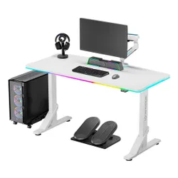 Biurko gamingowe ULTRADESK Iron RGB Biały