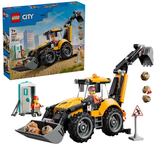LEGO City 60480 Żółta koparko-ładowarka, zestaw klocków 7+