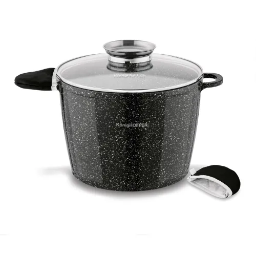 Garnek ceramiczny wysoki Konighoffer Kingstone 6,85 l okrągły z aromatyzerem i 2 nakładki