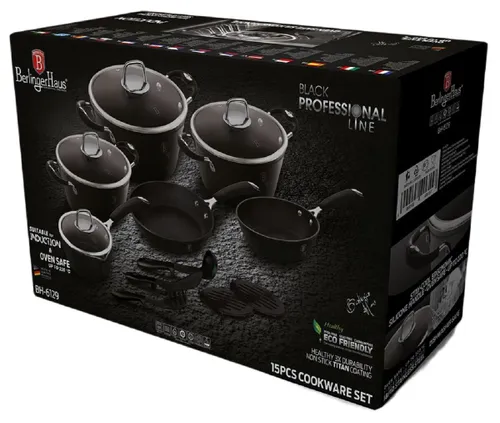 Zestaw garnków BERLINGER HAUS Black Professional BH-6129 (15 elementów)