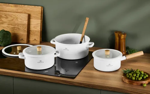 Zestaw garnków GERLACH Natur Enamel Biały (6 elementów)