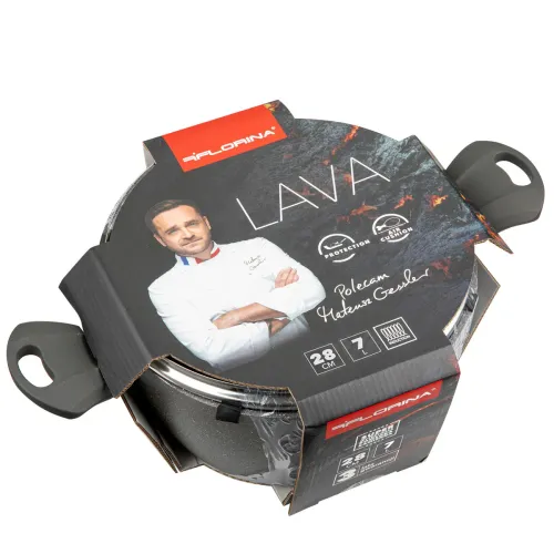 Garnek aluminiowy z pokrywką FLORINA LAVA GRAFITOWY 7,5 l