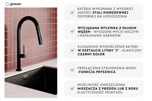 Bateria Globalo Dervina 1.1 BL Czarny Ceramiczny