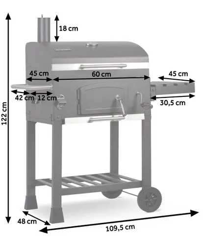 Grill węglowy ogrodowy Berdsen BD-891 komin żeliwny ruszt z pokrywą popielnik + termometr