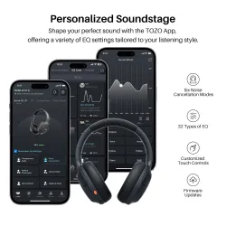 Słuchawki bezprzewodowe Tozo H20 Nauszne Bluetooth 6.0 Funkcje AI Czarny