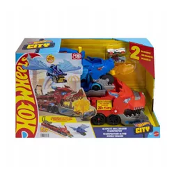 HOT WHEELS DUŻY TRANSPORTER AUTEK 2w1 PODWÓJNY SMOK + 2 autka JBM72