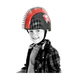 Kask rowerowy RASKULLZ Skull Hawk Czarno-czerwony dla Dzieci (rozmiar S)