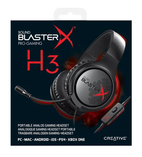 Słuchawki przewodowe z mikrofonem Creative Sound BlasterX H3 Nauszne Czarny