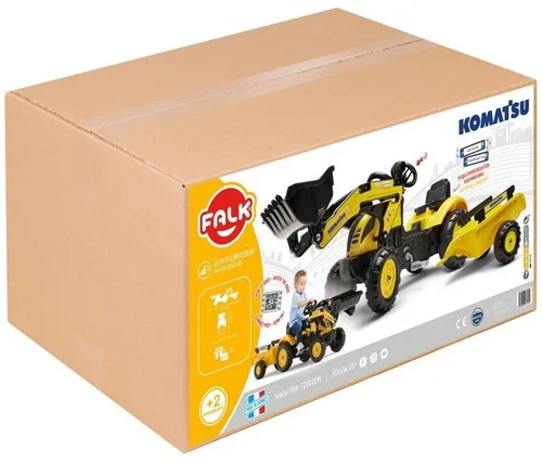 Falk Traktor Na Pedały Koparka Komatsu Z Przyczepą I Łyżką 2-5 Lat