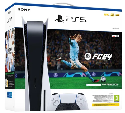 Konsola SONY PlayStation 5 z napędem Blu-ray 4K UHD + EA SPORTS FC 24  (klucz aktywacyjny)