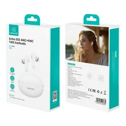 Słuchawki bezprzewodowe USAMS Echo E02 TWS ANC+ENC Dokanałowe Bluetooth 5.3 Biały
