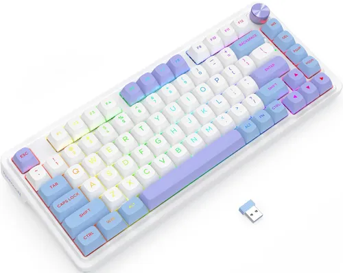 Klawiatura REDRAGON Ucal Max K673WBP RGB Hot Swap Manbo Switch Biało-fioletowo-niebieski