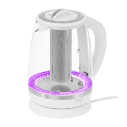 ADLER CR 1290 2 l biały - czajnik elektryczny bezprzewodowy szklany z zaparzaczem