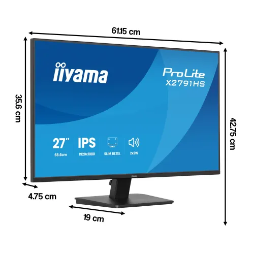 Monitor IIYAMA ProLite X2791HS-B1 27" 1920x1080px IPS 120Hz 1 ms [MPRT]