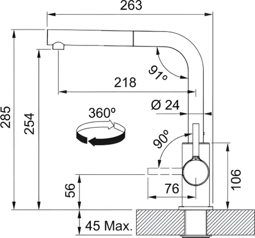 Bateria FRANKE Lina L Pull-out 115.0728.489 Beżowy