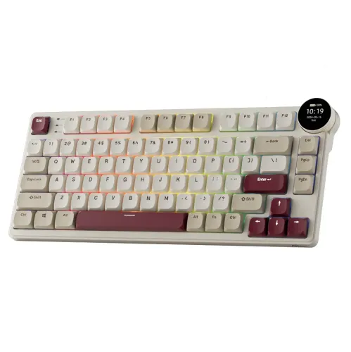 Klawiatura mechaniczna Royal Kludge RK-N80 Low-Profile Red Linear Beżowo-Czerwony