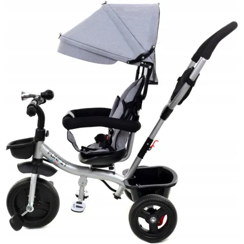 Rowerek trójkołowy z daszkiem FUNFIT obracany 360° wolne koło +trąbka