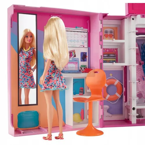 BARBIE SZAFA NA UBRANKA GARDEROBA + LALKA + ubranka dla lalki HGX57