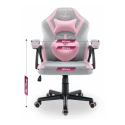 Fotel gamingowy HELL'S CHAIR HC- 1001 Kids Szaro-różowy